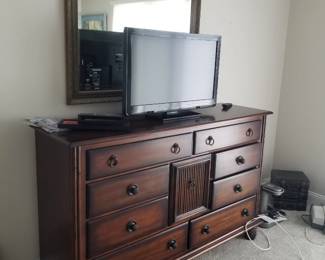 8-drawer dresser & mirror by Tommy Bahama; TV