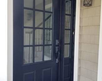 Entry door; exterior lights