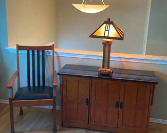Art Deco Style Lamp, Entry Cabinet And Chair
