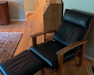 MCM Style Wood And Faux Leather Chair