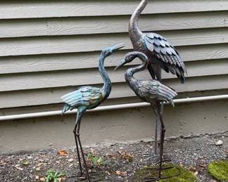 Majestic Flock Of 3 Birds, Metal Garden Art