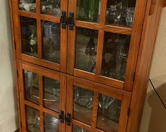 Mission Style Cabinet With Decorative Glass Collection