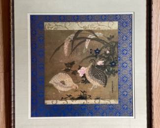 Quail And Autumn Flowers Print By Tosa Mitsuoki