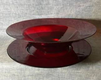 Striking Oversized Red Glass Bowl  Platter, And More