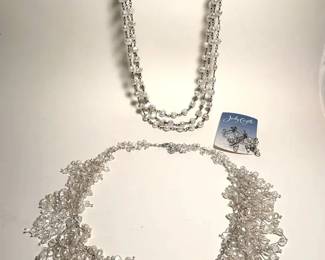 Sterling Sparkly Pearl Necklace, Earrings And More