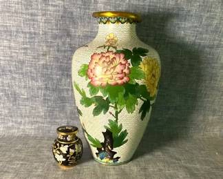 Chinese Cloisonne Enamel Vase And Jar