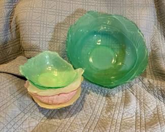 Viking Glass Dalzell Collection Frosted Cabbage Leaf Salad Set