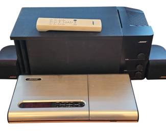Vintage Bose Audio System Lot Lifestyle Model 5, Acoustimass 3 5 Recoton Speakers CDs