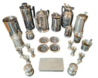 Vintage Carafes, Pewter, Chrome, Stainless Steel