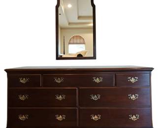 Hickory Chair Co. Chippendale Mahogany Triple Dresser Matching Mirror