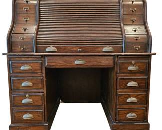Sonoma Collection Solid Oak RollTop Computer Desk Virginia County Furniture Classics