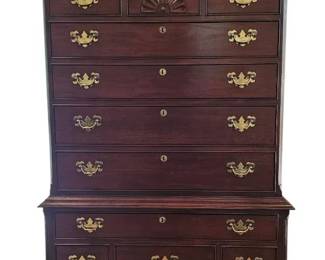Hickory Chair Co. Chippendale BonnetTop Mahogany Highboy