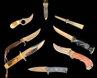 Vintage Modern Hunting EDC Knife Lot Featuring SW Bowie, Olsen OK, Gerber Frisco Shiv, More