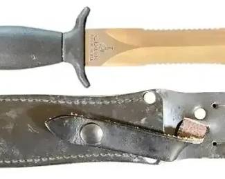 007 Vintage 1980s Gerber Mark II StraightBlade Combat Dagger with Original Leather Sheath Serialized