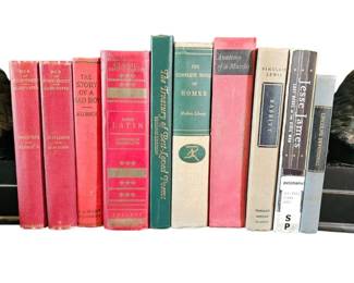 Vintage Book Ends w a Diverse Library Collection