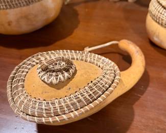 $40~ Vintage Gourd & Pine Needle Container 