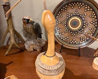 $50~ Vintage Gourd Needle Container 