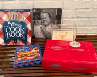 $50~ Hardback Cookbook Lot & Lucite Recipe Holder