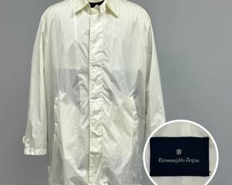 Ermenegildo Zegna lightweight, off-white nylon trench coat