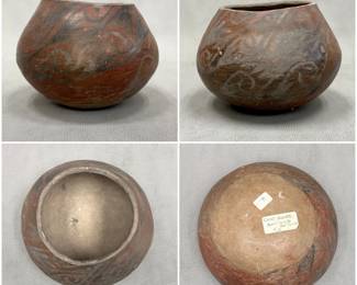 More views of the prehistoric Casas Grandes black on red pottery olla or jar, approximately 8 inches wide