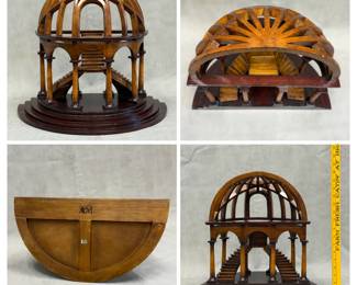 More views of the wooden demi-dome and staircase 3D model, 16 inches tall, AR015, crafted by AM (Authentic Models) as part of their Architectural Models series.