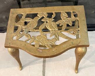 late 1800s antique English cast brass fireplace footman or kettle pot stand