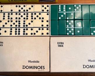 vintage Puremco Marblelike dominoes, a brand famous for pioneering melamine formulas in the 1950s