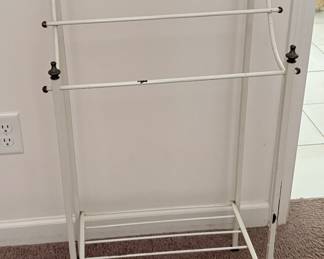 white enamel metal towel and blanket rack mid-century vintage design.