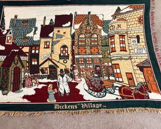 vintage Dickens' Village throw blanket is a 100% cotton, triple-woven tapestry made in the USA by Goodwin Weavers