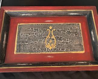 Footed red tray