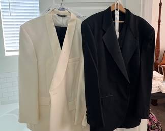Christian Dior tuxedo jacket & Joseph A. Banks white tuxedo set