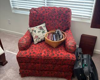 Red and black floral chair