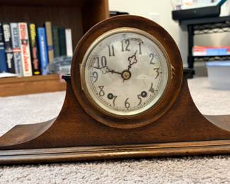 Seth Thomas "No. 1 Tambour" mantel clock with a wooden case