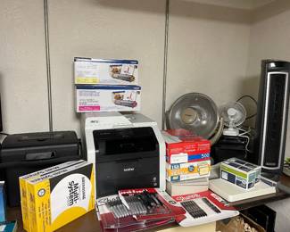 Brothers printer and office supplies, fans