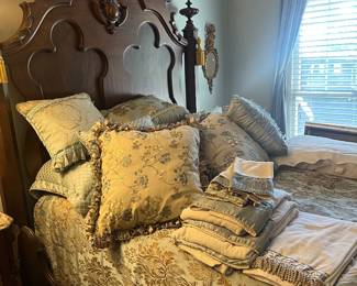 walnut bed with high back
