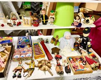 Misc. toys, child's tea set, puppets, etc.