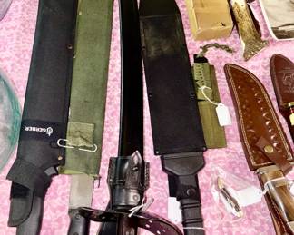 Assortment of knives, swords, etc.