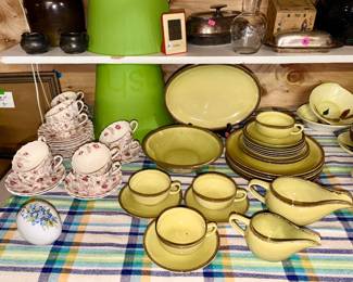Spode cups & saucers, Paden City Mid-Century dinnerware