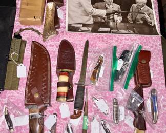 Assortment of knives, pocket knives, etc.