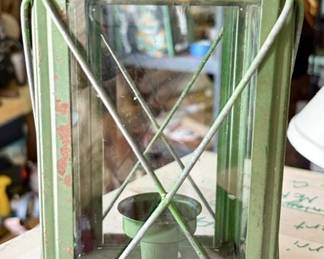 Antique green candle lantern