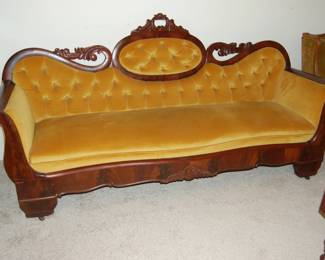 Gold Mahogony Couch - Pristine Condition