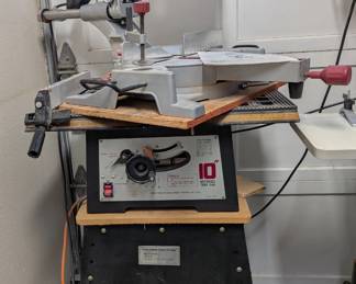 Chicago Electric 12” Compound Slide Miter Saw Model 98194, King Feng Fu 10” Motorized Table Saw Model 10-00642X, Adjustable Height (25 – 33”) Universal Tool Stand SKU No: 510-998