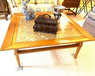 Impressive large coffee table with stone top