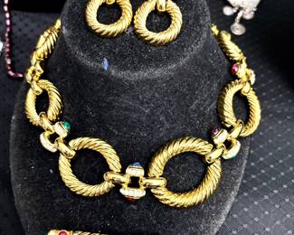 Vintage Givenchy cabochon jeweled necklace