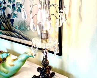 Pair vintage Hollywood Regency waterfall lamps