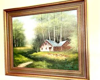 Country scene signed oil