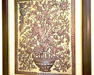 Turkish hammered copper flowers in vase