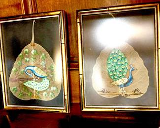 Set of 4 small peacock pictures