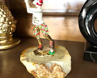 Signed Ron Lee clown on onyx base