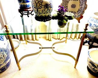 MCM brass and glass side table